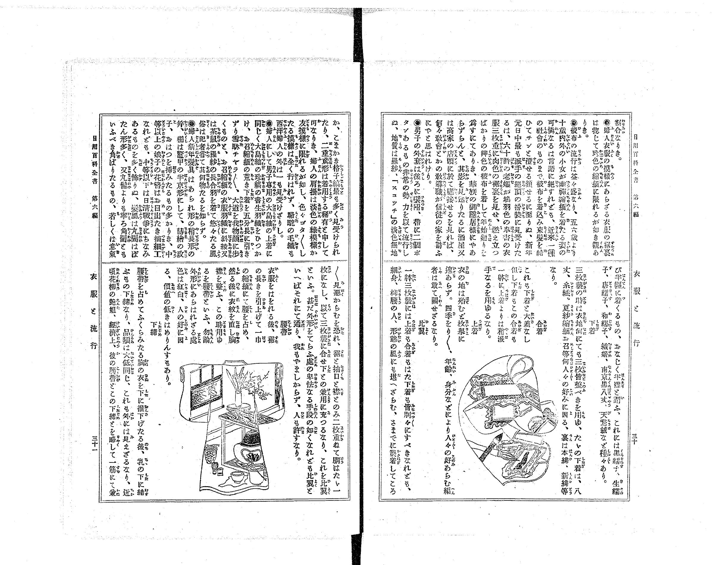 『衣服と流行』摘細工につまみざいくのルビが振られた頁