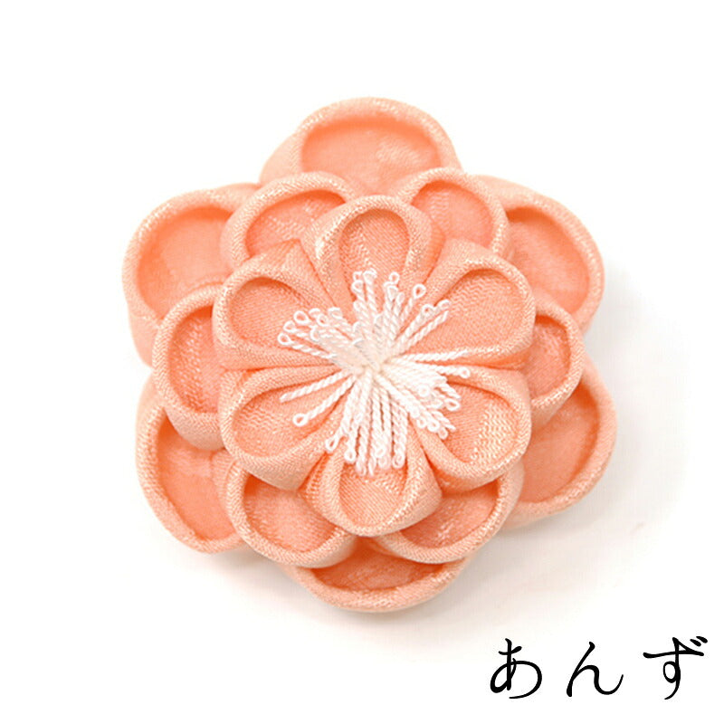 八重梅クリップ あんず|正絹 つまみ細工 京都 おはりばこ