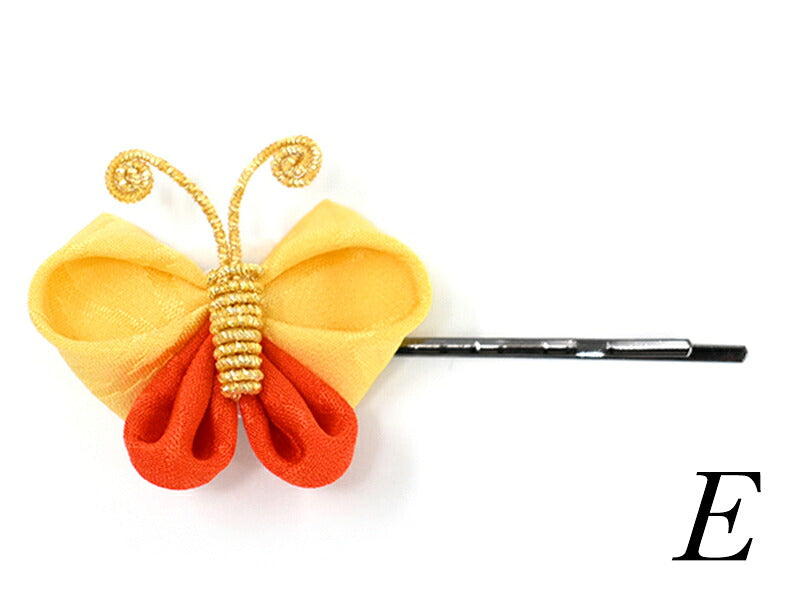 古布の蝶々ヘアピン E