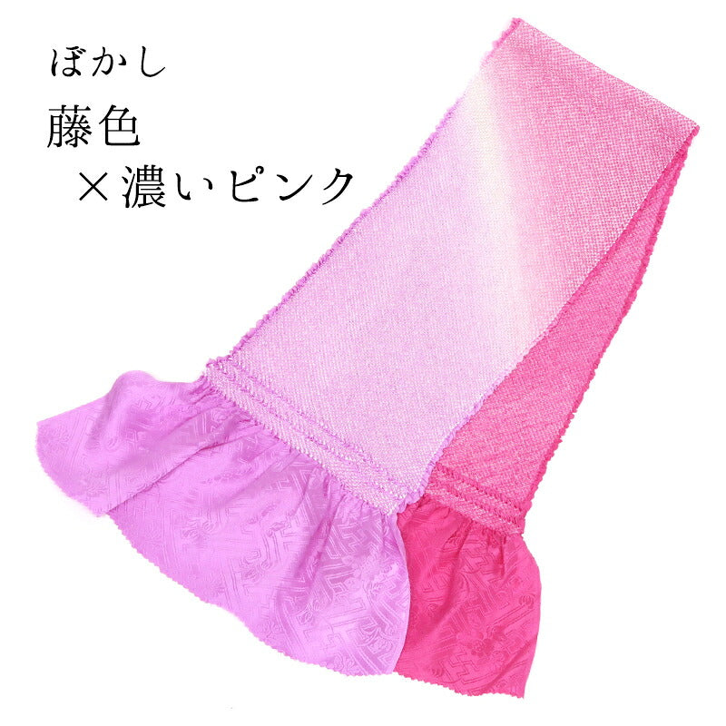 総絞り帯揚げ ぼかし 藤色×濃いピンク|正絹 総絞り 帯揚げ 京都 おはりばこ