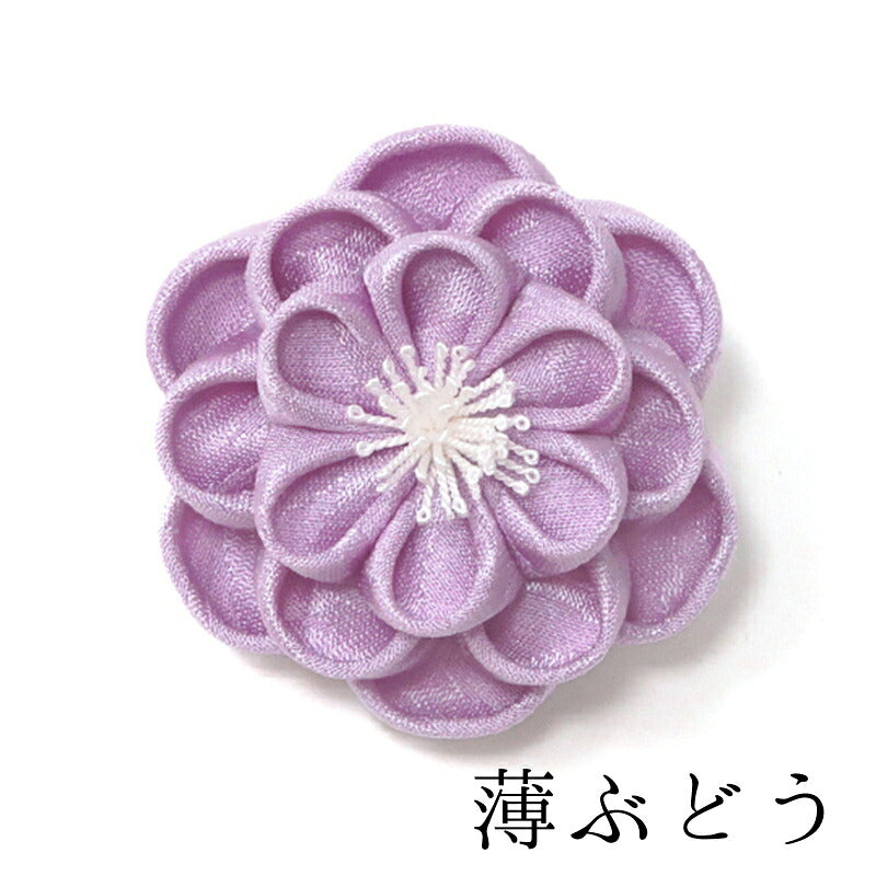 八重梅クリップ 薄ぶどう｜正絹 つまみ細工 京都 おはりばこ