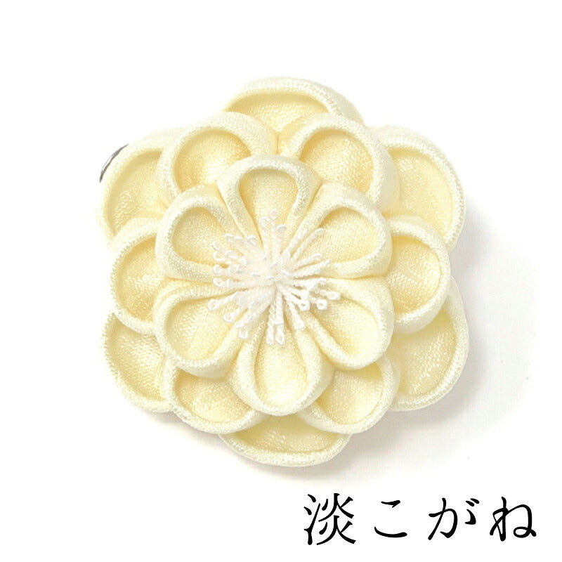 八重梅クリップ 淡こがね｜正絹 つまみ細工 京都 おはりばこ