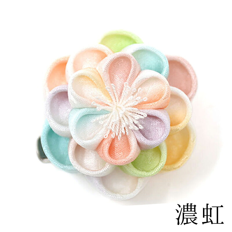八重梅クリップ 濃虹｜正絹 つまみ細工 京都 おはりばこ