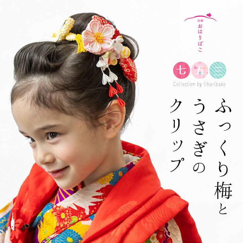 三歳・ふっくり梅とうさぎのクリップ
