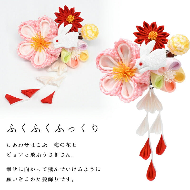 三歳・ふっくり梅とうさぎのクリップ