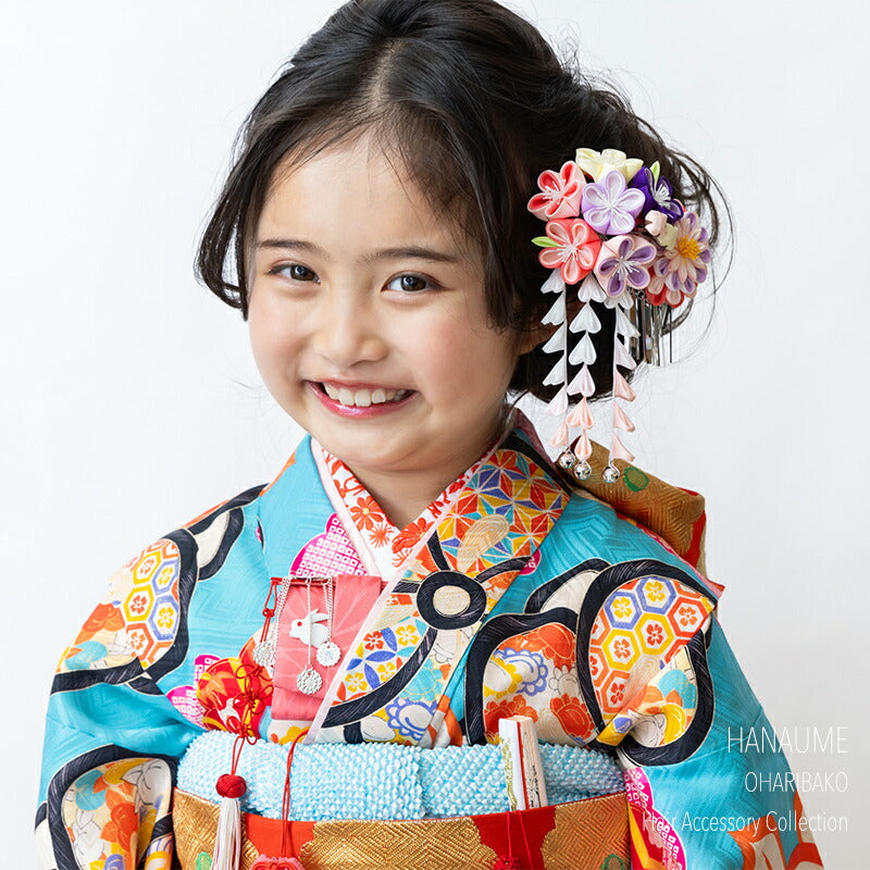 七五三 髪飾り 華梅かんざしセット｜七歳用 つまみ細工｜京都おはりばこ