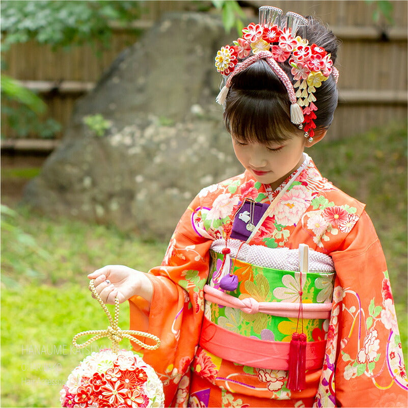 七歳・華梅勝山かんざしセット（桐箱付）