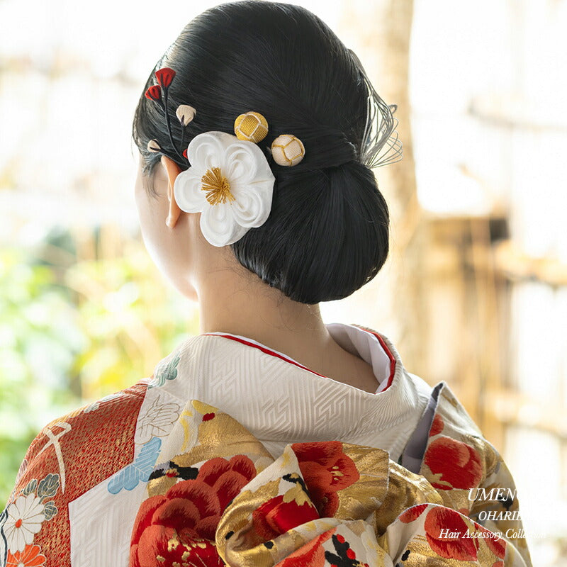 梅の香｜梅の正絹つまみ細工 髪飾りクリップ 成人式・卒業式｜おはりばこ