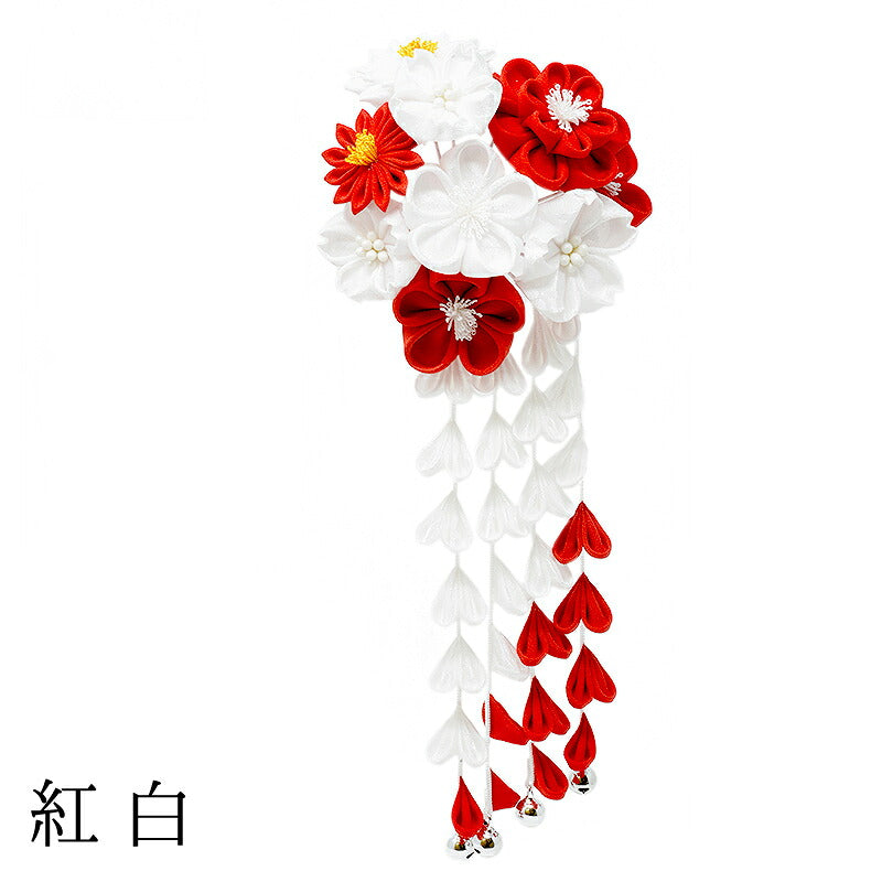 はなころも かんざし（桐箱入） 紅白｜正絹 つまみ細工 京都 おはりばこ