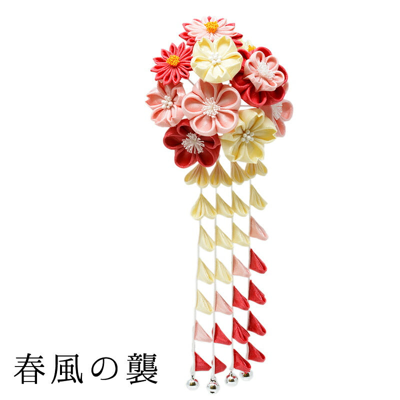 はなころも かんざし（桐箱入） 春風の襲｜正絹 つまみ細工 京都 おはりばこ
