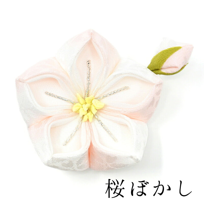 桔梗ヘアクリップ　大（コサージュピン付き） 桜ぼかし