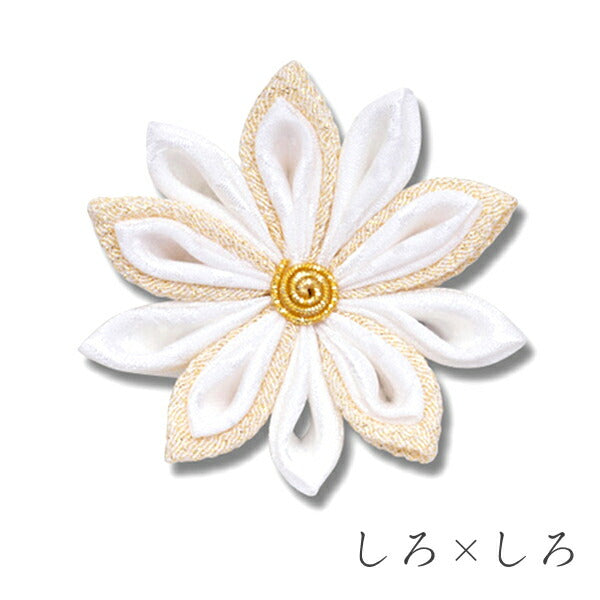 菊花（金ちらし×そめはな）クリップ・コーム クリップ / しろ×しろ