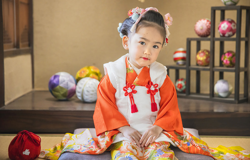 京町家の座敷で 七五三の撮影